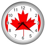 Canadian Flag X1 Wall Clock (Silver)