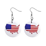American Map Flag 1  Button Earrings
