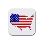 American Map Flag Rubber Square Coaster (4 pack)