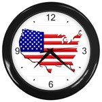 American Map Flag Wall Clock (Black)
