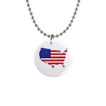 American Map Flag 1  Button Necklace