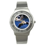 Brown Pelican Bird Stainless Steel Watch
