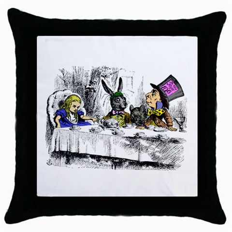 Alice In Wonderland Mad Hatter Tea Party Throw Pillow Case (Black) from UrbanLoad.com Front