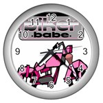 Biker Babe Wall Clocks (Silver) 