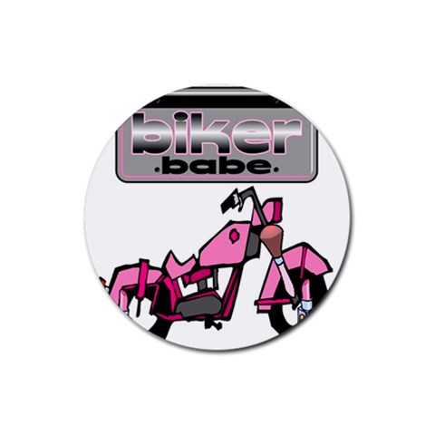 Biker Babe Rubber Round Coaster (4 pack)  from UrbanLoad.com Front