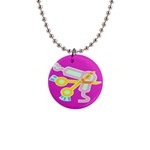Hair Dryer and Scissors-Purple 1  Button Necklace