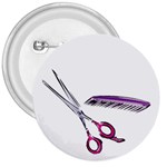 Scissors and Comb-Purple 3  Button