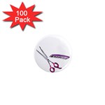Scissors and Comb-Purple 1  Mini Magnet (100 pack) 