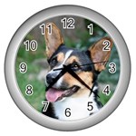 Welsh Corgi Dog Wall Clock (Silver)