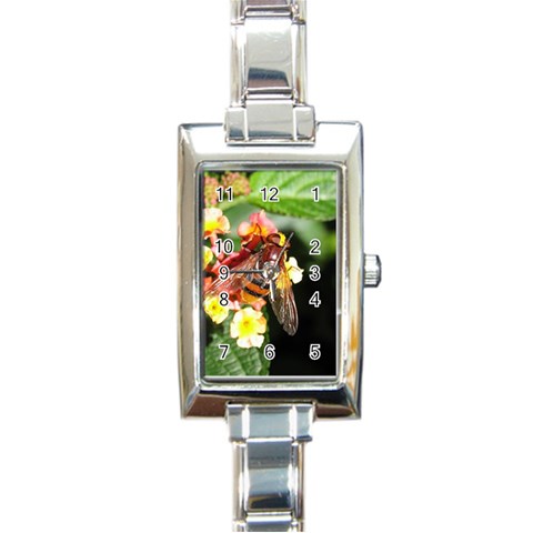 Bee Flower Rectangular Italian Charm Watch from UrbanLoad.com Front