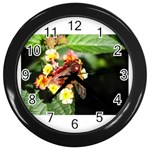 Bee Flower Wall Clock (Black)