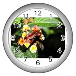 Bee Flower Wall Clock (Silver)
