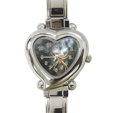White Spider Heart Italian Charm Watch from UrbanLoad.com Front