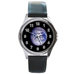 Earth from Space Round Metal Watch
