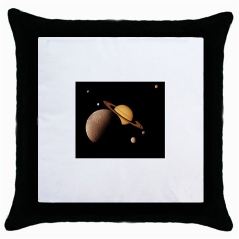 Saturn Enceladus Throw Pillow Case (Black) from UrbanLoad.com Front