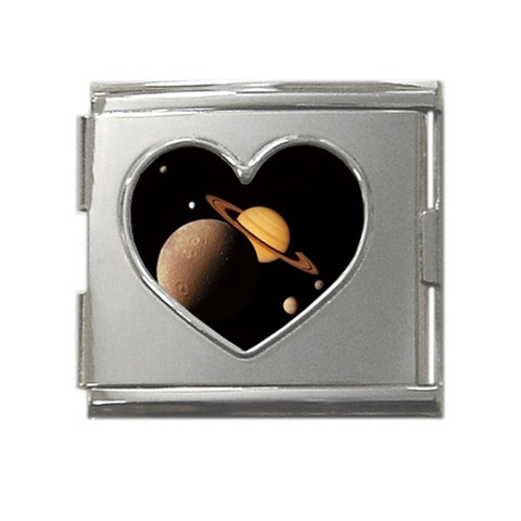 Saturn Enceladus Mega Link Heart Italian Charm (18mm) from UrbanLoad.com Front