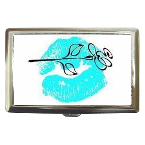 Blue lip decal Cigarette Money Case from UrbanLoad.com Front