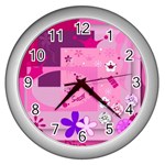Pink Diva Wall Clock (Silver)