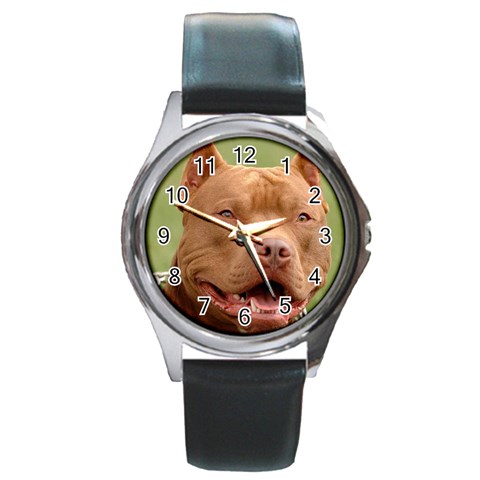 American Pit Bull Terrier Round Metal Watch from UrbanLoad.com Front