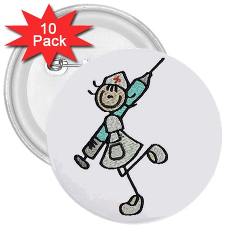 nurse stick 3  Button (10 pack) from UrbanLoad.com Front