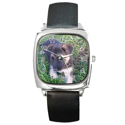 German Shepherd Puppy Square Metal Watch from UrbanLoad.com Front