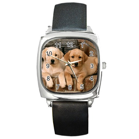 Labrador  Puppy 2 Square Metal Watch from UrbanLoad.com Front