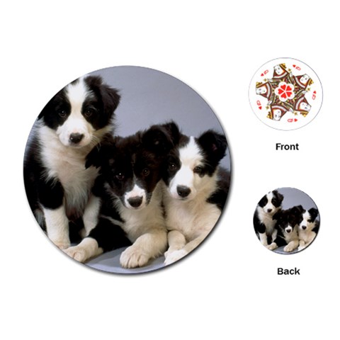 Border Collie Puppies Playing Cards (Round) from UrbanLoad.com Front