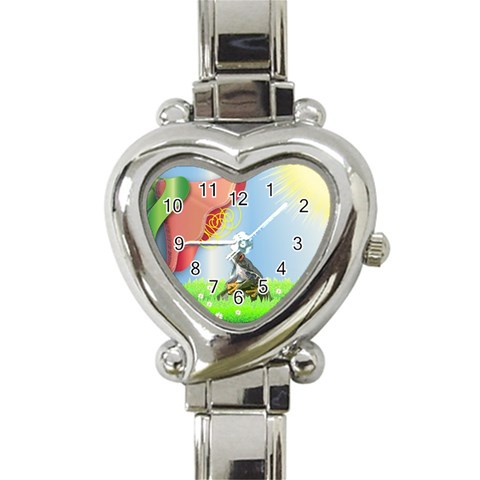 Flower & Frog Heart Italian Charm Watch from UrbanLoad.com Front