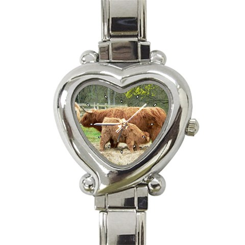 HIGHLAND CATTLE Animals Longhorn Horn Heart Charm Watch from UrbanLoad.com Front