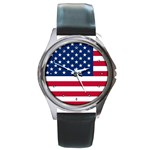 USA FLAG American United States of America Round Metal Watch