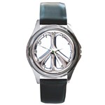Heavy Metal Peace Sign Round Metal Watch