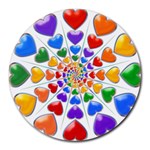 Rainbow Hearts Echo Round Mousepad