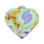 Golden Violet Sea Shells, Abstract Ocean Dog Tag Heart (One Side)