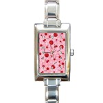 pink cherry Rectangular Italian Charm Watch