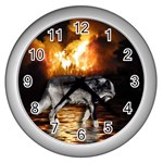  Survivor  Grey Wolf  Wall Clock (Silver)