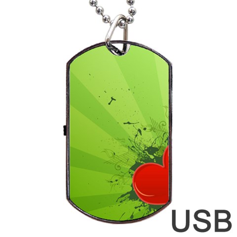 Red Heart Art Dog Tag USB Flash (One Side) from UrbanLoad.com Front