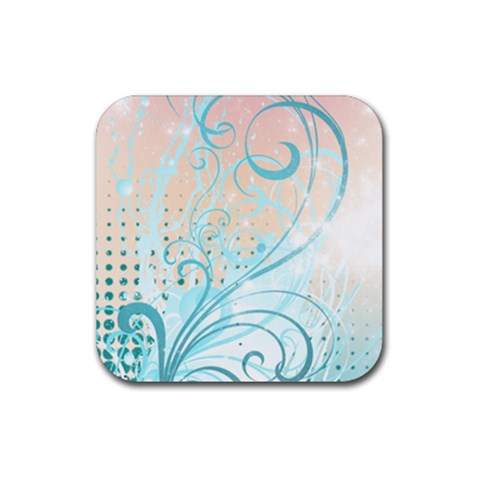 Pink Blue Pattern Rubber Coaster (Square) from UrbanLoad.com Front