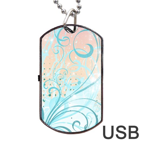 Pink Blue Pattern Dog Tag USB Flash (One Side) from UrbanLoad.com Front