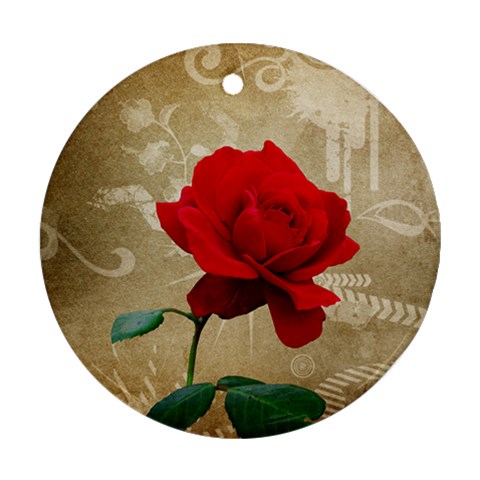 Red Rose Art Ornament (Round) from UrbanLoad.com Front