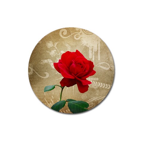Red Rose Art Magnet 3  (Round) from UrbanLoad.com Front