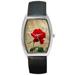Red Rose Art Barrel Style Metal Watch
