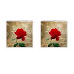 Red Rose Art Cufflinks (Square)