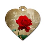 Red Rose Art Dog Tag Heart (One Side)