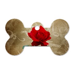 Red Rose Art Dog Tag Bone (Two Sides) from UrbanLoad.com Back