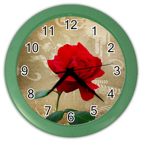 Red Rose Art Color Wall Clock from UrbanLoad.com Front