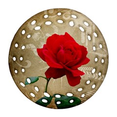 Red Rose Art Round Filigree Ornament (Two Sides) from UrbanLoad.com Back
