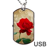 Red Rose Art Dog Tag USB Flash (Two Sides)