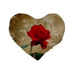 Red Rose Art Standard 16  Premium Flano Heart Shape Cushion 
