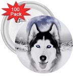 Wolf Moon Mountains 3  Button (100 pack)