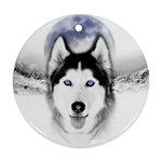 Wolf Moon Mountains Round Ornament (Two Sides)